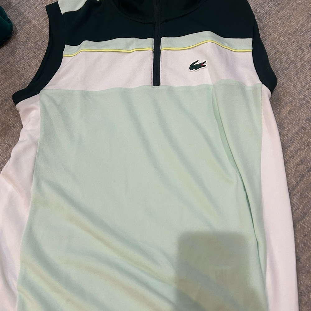 Lacoste Sport Zip-Up Jacket in Dark Green and Cream